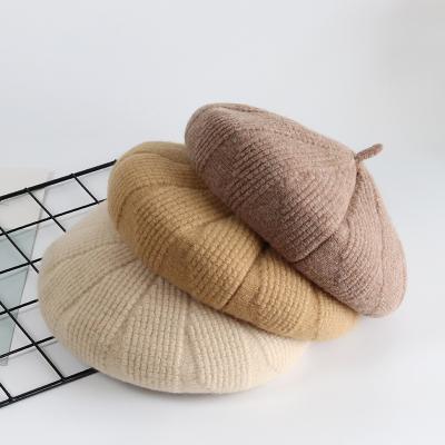 China New 13 Colorways Women's Best Winter Beret Soft Warm Hood Knitted Winter Matching Hat Woolen Casual Hat For Woman Wholesales for sale