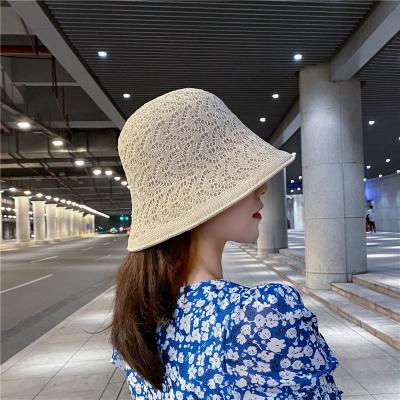 China New 8 Colorway Solid Color Woman Casual Sun Hat With Hole Matching Best Yarn Knitted Summer Bucket Sun Hat For Woman Beach Wholesales for sale