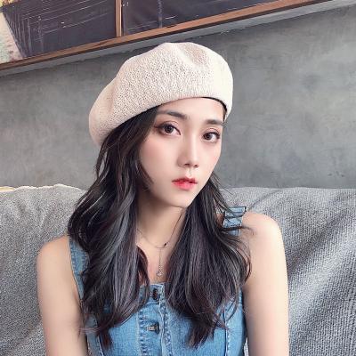 China New 5 Colorways Summer Casual Sun Hats For Women New Soft Knitted Yarn Sun Protection Hats Wholesales Lace Look Knitted Beret For Lady for sale