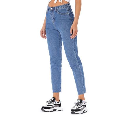 China Breathable Quality Nice Straight Ripped Jeans Women Denim / Non Stretch Jeans For Salesmen for sale