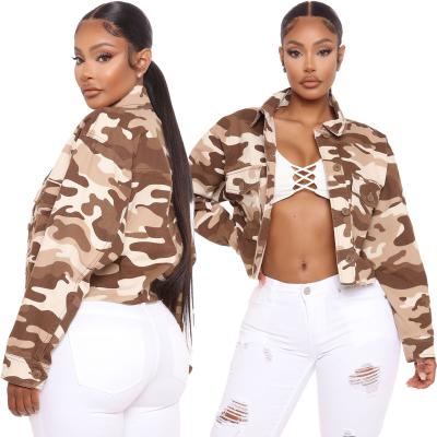 China Fashion Autumn Breathable Clothing Plus Size Tassel Camouflage Jacket Women Camouflage Denim Jacket For Women for sale