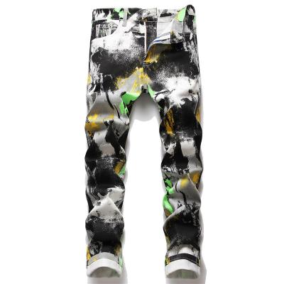 China Breathable 2021 New Design Summer Tie Die Printing Jeans Pants For Men for sale