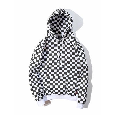 China Hot Sale Winter Anti-pilling Thickening Sets Hooded Fleece White Black Squares In Running Hoodie for sale