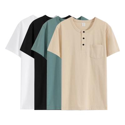 China Anti Pilling New 2021men's Small V Neck With Buttons Short Sleeve Slim T Shirts For Summer for sale