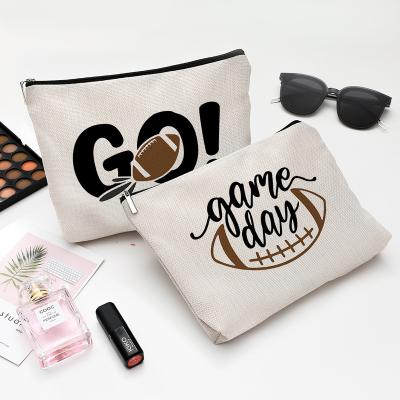 China Fashion Football Makeup Cosmetic Bag For Women, Adorable Roomy Makeup Bags Travel Waterproof Toiletry Bag Accessories Organizer Gifts for sale