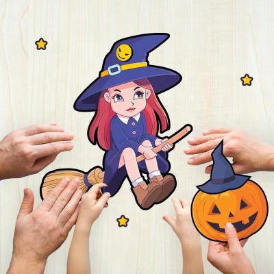 China Temporary Wholesale Pumpkin Witch Bat Ghost Halloween Stickers For Party for sale