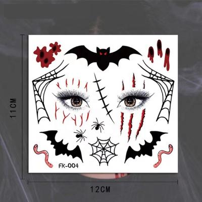 China Wholesale Temporary Cartoon Water Transfer Spider Skull Halloween Face Tattoo Sticker For Kids for sale