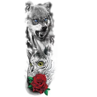 China Wholesale Black Temporary Large Arm Temporary Sleeve Wolf Animal Tatoo Stickers for sale