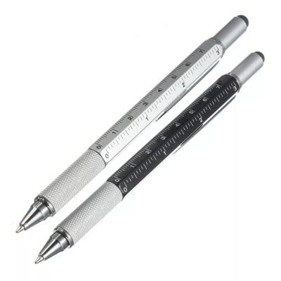 China 2021 Popular Multi Function 6 in 1 Tool Pen with Ruler Level Screwdriver Stylus Two Head Ball Pen for sale