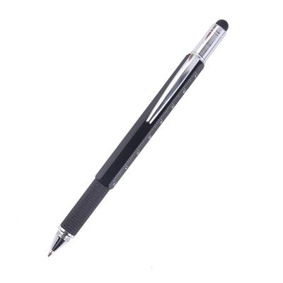 China Popular Wholesale Customization 6 in 1 Functional Multi Tool Pen Metal Stylus Pen Tech Pen with Level and Screwdrivers for sale