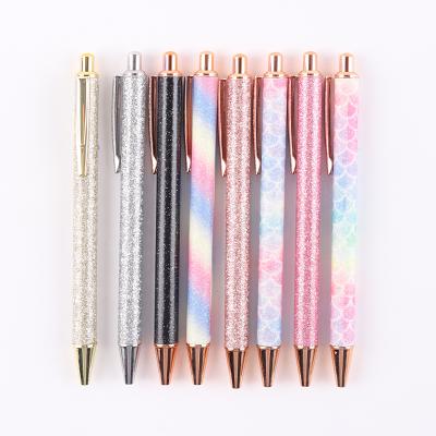 China office & School Pen Hot Selling Promotional Colorful Metal Press Tip Pen With Glossy Logo for sale