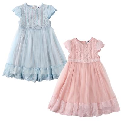 China Wholesale High Quality OEM Anti-wrinkle Summer Cute RTS Kids Wear Short Sleeved Lace Little Girls Clothing Stretching Princess Dress for sale