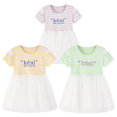 China Washable Summer Cute Kids Wear Clothing Girls Short Sleeved Midi Dresses for sale