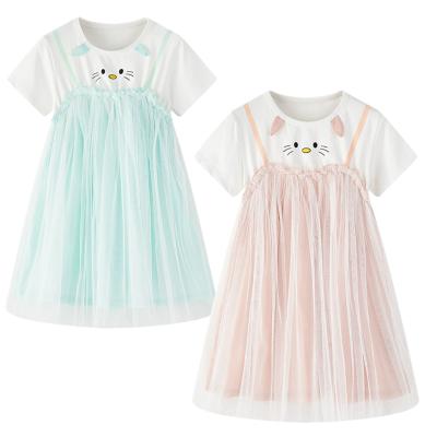 China Washable Summer Cute Children Use Clothing Girls Princess Short Sleeved Skirt for sale