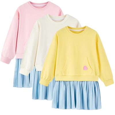 China Anti-wrinkle autumn/spring children wear clothing girls long sleeved fleece dresses one-piece set for sale