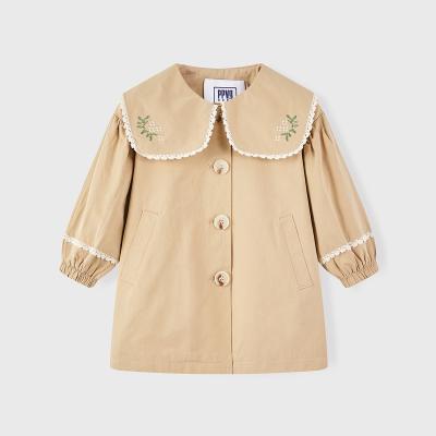 China Anti-wrinkle Winter/Autumn/Spring Kids Outdoor Jacket Hot Sale Little Girls Ditch Coats with Peter Pan Collar for sale