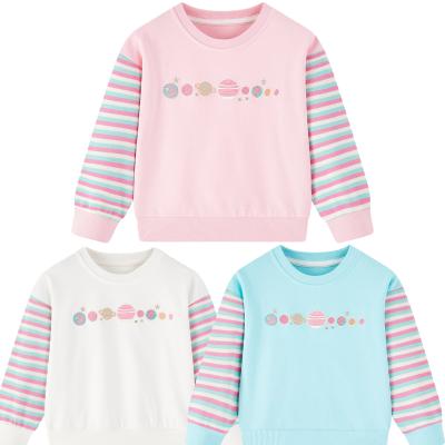 China Cute Girls Branded Anti-Shrink Sweatshirts Hoodies Long Sleeve Embroidered Clothing Kids Casual Children Cotton Spring With Planet Pattern for sale