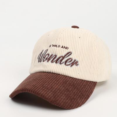 China High Quality Custom Made COMMON Logo Polyester Baseball Cap Corduroy 6 Panel Embroidery Dad Hat for sale