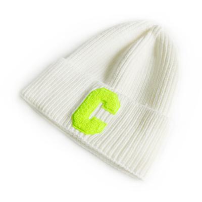 China 100% Acrylic COMMON Custom Logo Knitted Beanie Hat Embroidery Winter Beanie for sale