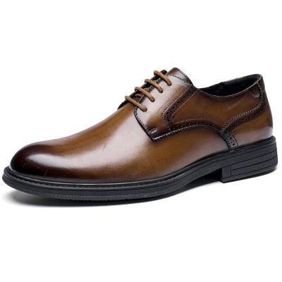 China Lightweight Men's Leather Derby Dress Shoes Wingtip Classic Lace-Up Shoes Formal Business Wedding For Men for sale