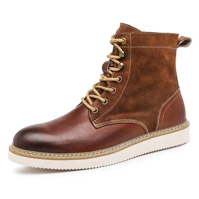 China Men's Ankle Boots Round Shape Dress Boot For Man High Top Genuine Leather Toe Lace-Up Fashion Casual Men's Suede Shoes For Outdoor for sale