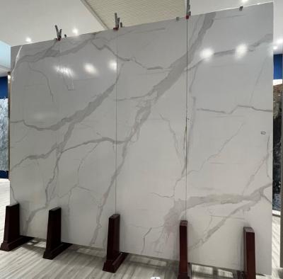 China Environmental Protection White Gold Fishbelly Slab 6MM Stone Rock Size Size Slab 1200X2600mm Glossy Sintered Vanity Top Large Large for sale