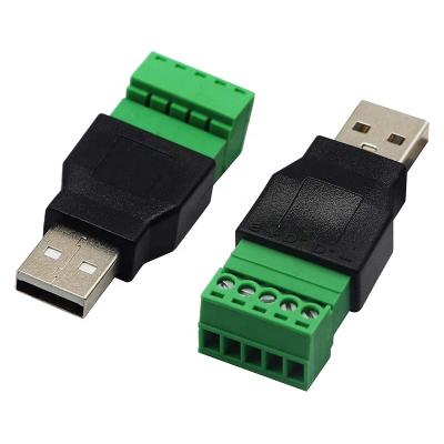 China Power USB 2.0 One Male Plug To Pluggable Type 5 Pin Female Bolt Screw Shield Adapter Connector Terminal Converter for sale