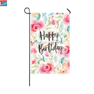 China FLYING 18 x Watercolor Flowers Double Sided Happy Birthday Garden Flag House Flag Decoration 12.5 Inch Flag for sale