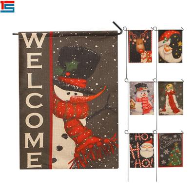 China Wholesale Rectangle FLYING Advertising Metal Stakes Design Cheap Small Garden Flags for sale