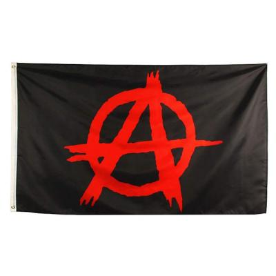 China Black UV FLYING Mason Freedom Flags Banner Fade Resistant Bright Pattern Anonymous 3x5 Foot Anarchy Flag for sale