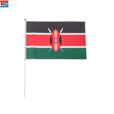 China FLYING Printed High Quality Polyester Kenya Hand Held Flag for sale