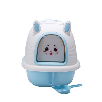 China Cat Clean Up Products Plastic Large Space Cat Toilet Box Cat Litter Box Viable Sandbox for sale