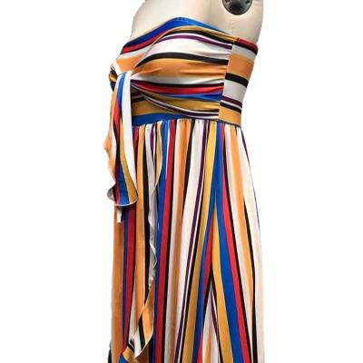 China High Quality Custom Made Viable Factory Wholesale Maxi Casual Striped Ruffles Long Spring Dress Summer New For Women vestidos for sale