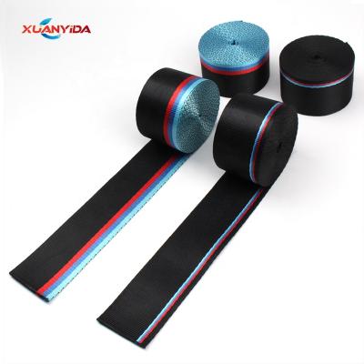 China Universal M Flag Style Navy Blue Stripes Red Polyester Universal Car Seat Belts For BMW for sale