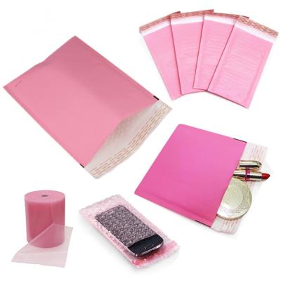 China Pockmarked Kraft Pink Bubble Material Custom Printed Pink Bubble Mailer for sale