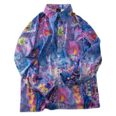 China Colorful anti-pilling new design 2022 custom private label long sleeve printed hawaiian shirts for men/unisex for sale