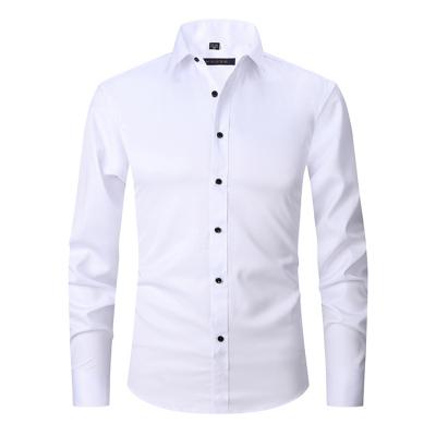 China Anti-pilling Men's Premium Polyester 5 Formal Spandex Plain Oversized Plain White 95 Long Sleeves Shirts For Party for sale