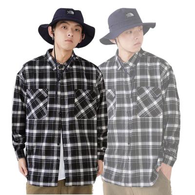 China Fashion Men's Vacation Anti-Pilling Handsome Boy Youth Checks Full Sleeve Flannel Shirts With Pockets for sale