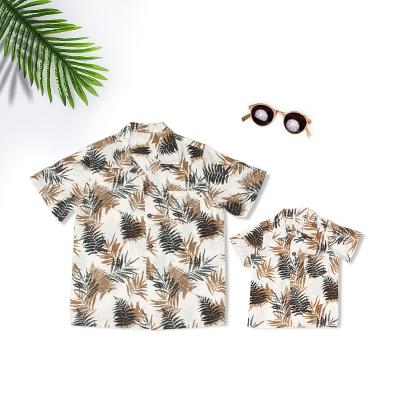 China Spring Summer Vacation Men's Soft Palm Tree Short Sleeve Palm Print 100% Rayon Printed Hawaiian Shirt for sale