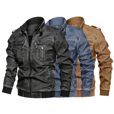 China Retro Reversible Waist Casual Over PU Leather Khaki Bomber Cargo Flight Motorcycle Jackets For Men for sale