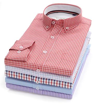 China 2022 Custom Spring Anti Shrink Autumn Stylish Burburey Checked Western Increasing Men's Casual Plus Size Long Sleeve Oxford Plaid Shirts for sale