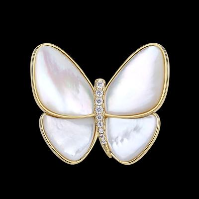 China Retro and modern New cute natural butterfly shell collar pin fashion pin for sale