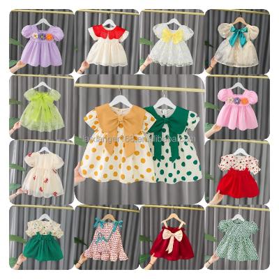 China Anti-wrinkle children's clothing new summer 023 South Koreas little girl's flower princess dress girl's lace sleeve dress for sale