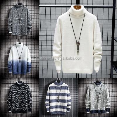 China Korean version of the neck warm men's Anti-wrinkle winter turtle sweater knitted handmade men's sweater long-sleeved wholesale for sale