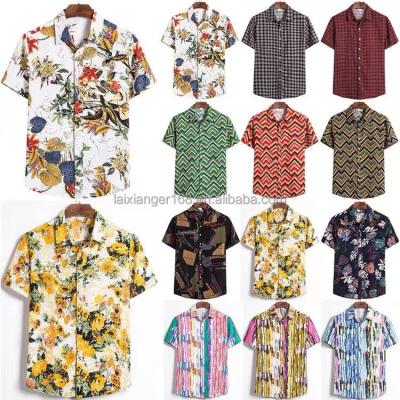 China Wholesale 2023 new men's casual shirt manufacturer anti-pilling lapel printing short-sleeved shirt for sale