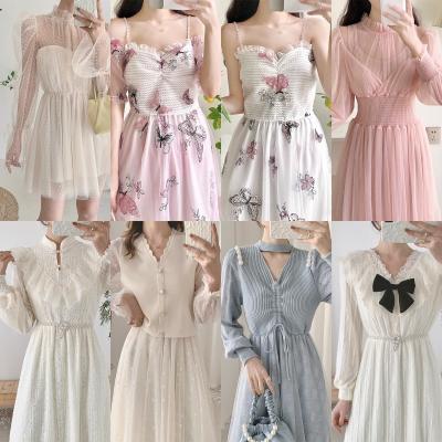 China Anti-Wrinkle Latest Summer Women's Elegant Summer Women's Simple Hot Selling Korean Cotton Dress Spring Skirt Girls for sale