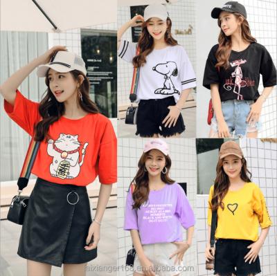 China High quality anti-shrink fashion crewneck large size women's T-shirts wholesale empty bulk women's T-shirt for sale