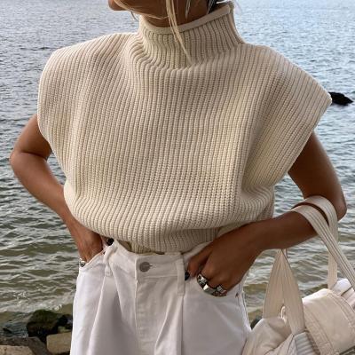 China Anti-pilling New Autumn Fashion Knit Sweater Turleneck Sleeveless Sweater For Women for sale