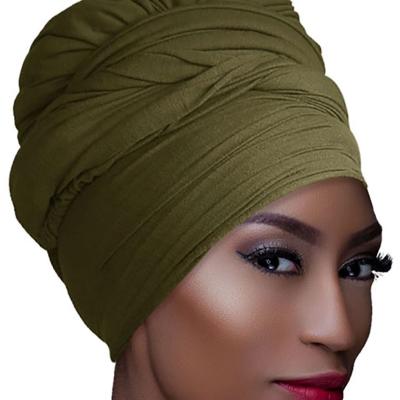 China Multifunctional African Long Stretch Knitted Lightweight Scarf Ladies Turban Tie for sale