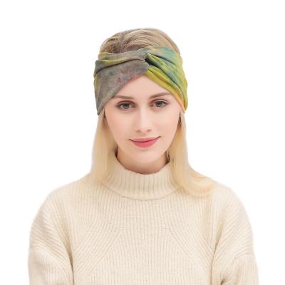 China Sports Fashion Tie Colorful Dye Cross Headband Women Sport Yoga Headband for sale